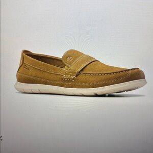 NWT Clarks Men’s Flexway Band Shoes Loafers SlipOn Tan/Sand Suede Size 11M